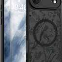 AIGOMARA Magnetic for iPhone Air Case, Compatible with Magsafe Cute Sage Flower Floral Pattern Screen Protector Camera Protection Matte Translucent Phone Case for Women Girls, Green