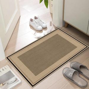 Ultra Thin Door Mat Indoor Entrance, 1/10 in Thin Door Mats for Inside Entry, Non-Slip Rubber Backing Washable Doormat, Fade Resistant, Absorbent, Low Profile Dirt Trapper, 30"X17",Brown (1'5" x 2'6" (Rectangular), Desert Mirage)