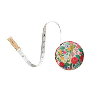 RIFLE PAPER CO. Garden Party Measuring Tape - Retractable Measuring Tape in Illustrated Case, Brass Hardware and Hidden Button Release, Measures up to 60" (152.4 CM), Stows Easily and Discreetly