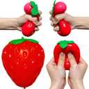 Strawberry Squishy Stress Balls for Kids and Adults 2 PCS - Fruit Stress Squishy Toy for Kids Party Favors, Fun Dough Ball Fidget Squeeze Toys, Ideal for Anxiety Relief, OCD, ADHD, ADD