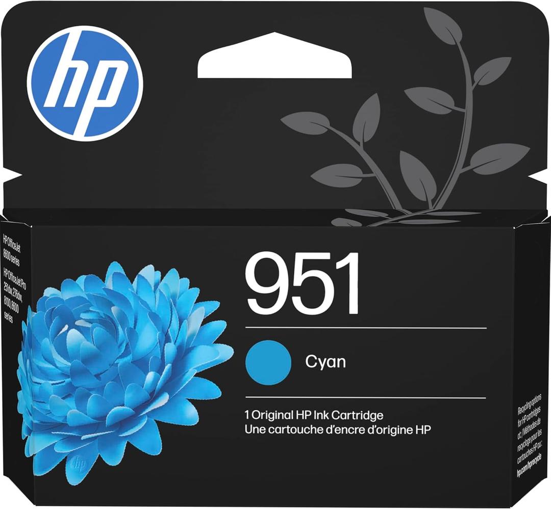 HP 951 Cyan Ink Cartridge | Works with OfficeJet 8600, Pro 251dw, 276dw, 8100, 8610, 8620, 8630 | Eligible for Instant Ink | CN050AN