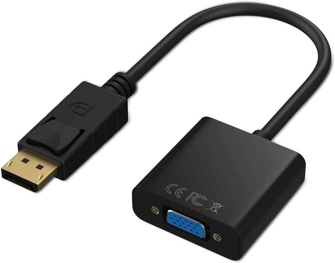 Adapter, DisplayPort (DP) to VGA Male to Female Converter (Black)