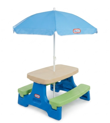 Step2 Naturally Playful Kids Picnic Table with Removeable Umbrella, Indoor/Outdoor Toys, Fits 6 Children, Made of Durable Plastic, For Toddlers 3+ Years Old