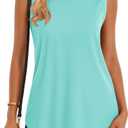 MAGCOMSEN Womens Tank Tops Loose Fit Sleeveless Top Casual Scoop Neck Tunic Shirts Summer UPF 50+ Basic Tshirt (Blue, M)