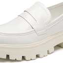 Cestfini Platform Chunky Loafers for Women (7, White)