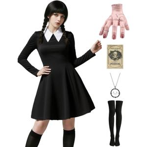 Oumbivil Adult Halloween Costumes Women Black Dress for Family Costume Party (S)