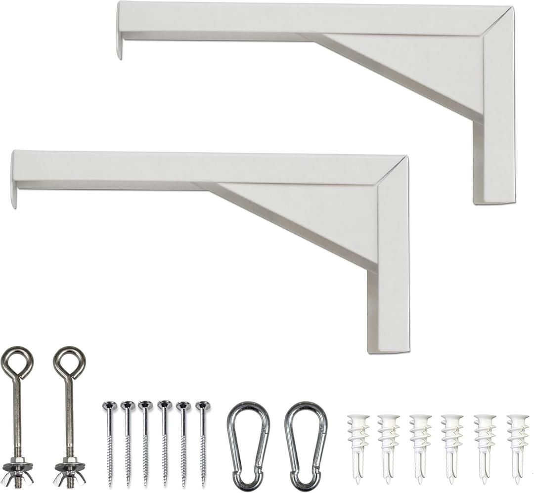 Elite Screens 12" White Projector Screen L-Brackets, Reinforced Single Metal Welded Construction, Wall or Ceiling Mount - Includes Hooks and Hardware, Model: ZVMAXLB12-W