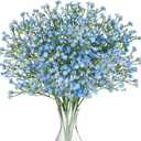N&T NIETING Babys Breath Artificial Flowers Bulk, 10Pcs Blue Fake Gypsophila Bouquet Flowers Real Touch Faux Babies Breath Arrangement for Wedding Floral Party Home Centerpieces Vase Decoration, Blue