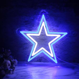 Dallas Cowboy Neon Sign  Blue and White Star LED Light for Cowboys Fans, Game Room Wall Decor, Cowboys Merch Gift for Men, Boys, Sports Lovers