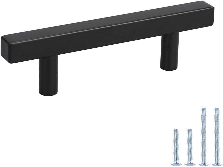 Peaha Case of 50 Black Cabinet Pulls - PHJ22BK76 Drawer Handles 3 Inch Modern T-Pull Hardware
