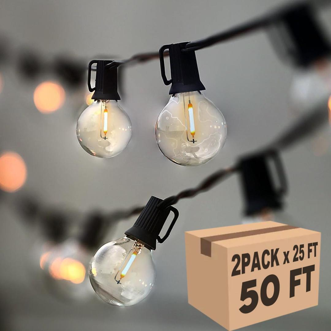 Lampat String Lights, LED 50 Lights Bulb 50Ft G40 Globe String Lights with Bulbs-UL Listd for Indoor/Outdoor Commercial Decor