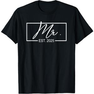Mr. Est. 2025 Just Married Wedding Hubby Mr & Mrs Couple T-Shirt, Small