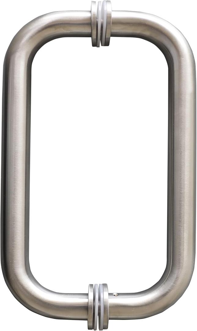 CKB 8" Glass Shower Door Handle, Back to Back Glass Door Pull Handle Compatible with 1/4" to 1/2" Thickness Glass for Frameless Shower Doors, Brushed Nickel with 304 Stainless Steel