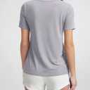 ODODOS Women's Short Sleeve T-Shirts with Pocket - Ultra Soft Relaxed Tee Casual Lounge Yoga Tops, Light Gray, Small