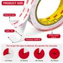 3M Double Sided Tape Heavy Duty 1in X 9.85ft, Heavy Duty Removable Mounting Tape for Wall, White Sticky Foam Tape, Picture Hanging Strips & Poster Hanger, Waterproof Adhesive Strips, Carpet Tape
