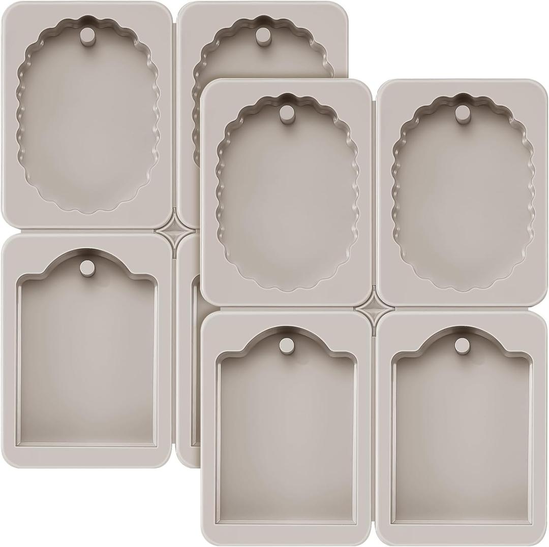 Patelai 2 Pcs Silicone Wax Melt Molds Silicone Resin Keychain and Epoxy Casting Jewelry Making Molds with Hanging Holes for DIY Jewelry Handicrafts Making(Oval Style)