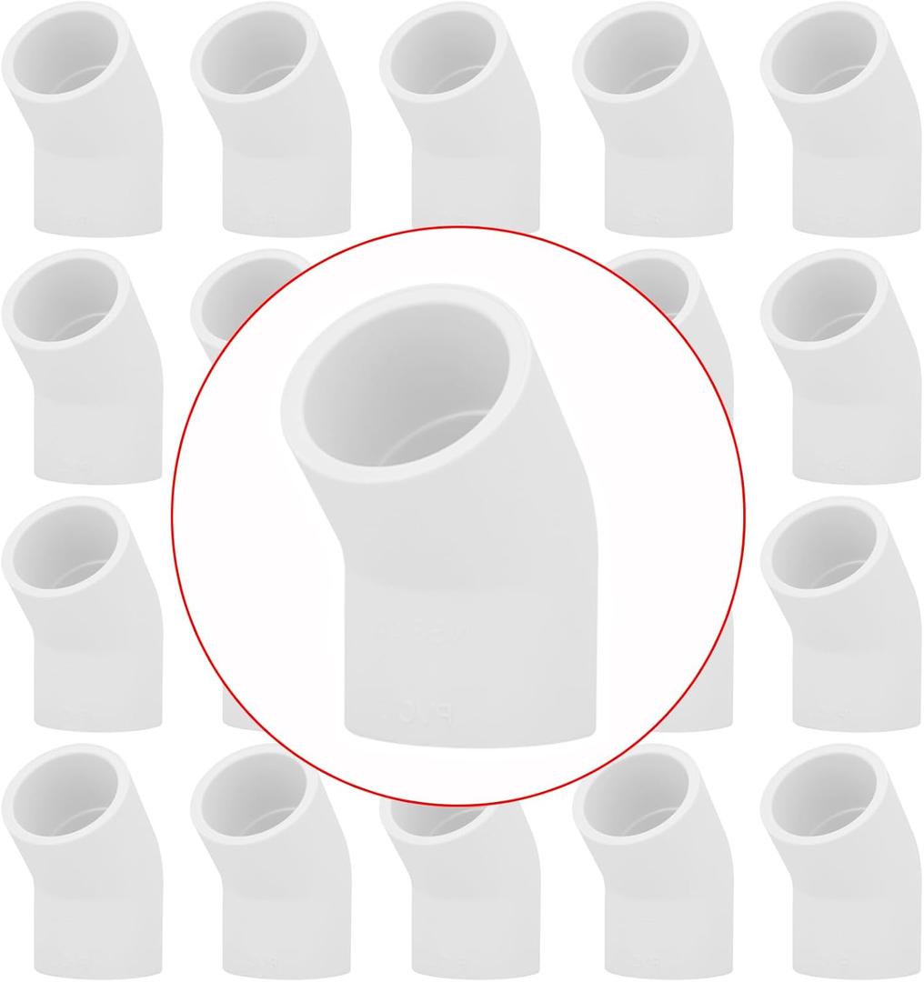20 Pack 3/4" 45 Degree PVC Elbow Pipe Fitting Connector (Socket x Socket) Furniture Build Grade SCH40 3/4 Inch 45 Degree Elbow PVC Corner Adapter for Home Sewer Plumbing Water Line 20 Pack 3/4" 45 Degree PVC Elbow Pipe Fitting Connector (Socket x Socket) Furniture Build Grade SCH40 3/4 Inch 45 Degree Elbow PVC Corner Adapter for Home Sewer Plumbing Water Line