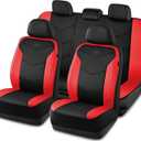 Skechers Memory Foam Seat Covers,Leather Car Seat Covers, Ultimate Comfort & Support Seat CoversFull Sets,Airbag Compatible, Automotive Universal Fit Most for SUVs, Vans, Sedans, Cars, Trucks,Red
