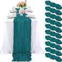 7 Pcs Teal Cheesecloth Table Runner 10FT, Gauze Cheese Cloth for Wedding Reception Rustic Sheer Bridal Shower Birthday Party Boho Table Decoration, Romantic Wedding Runner