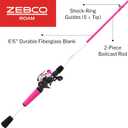 Zebco Roam Baitcast Reel and Fishing Rod Combo, 6-Foot 6-Inch 2-Piece Fiberglass Fishing Pole with Split-Grip MaxTac Rod Handle, Lightweight Graphite Frame, Right-Hand Retrieve, Size 100 Reel