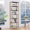 HOMISSUE Bookcase,7-Tier Tall Bookshelf Metal Bookcase and Bookshelves, Free Standing Storage Modern Bookshelf for Home Office Living Room and Bedroom, Black & Gold, 7-Tier23.6"W x 84.4"H