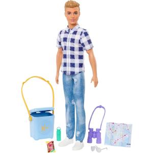 Barbie It Takes Two Camping Set with Blonde Ken Doll in Plaid Shirt & Accessories Including Cooler, Map & More