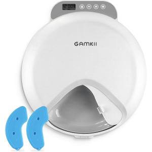 QXQIN Automatic Cat Feeder Wet Food, 4 Meals Cordless Auto Refrigerated Pet Feeder with 2 Ice Packs & Meal Cover, Programmable Timer & 4PCS AA Batteries Included for Cats Small Dogs-ABS Food Tray