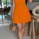 Women's Square Neck Ruffle Hem Mini Dress Ruched Waist Corset Short Party Dresses