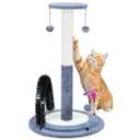 ROYPET Multifunctional Cat Scratching Posts for Indoor Kittens, Cat Scratching Posts for Play and Activity, Scratching Posts with Feather Toys and Self-Grooming Brush, Grey