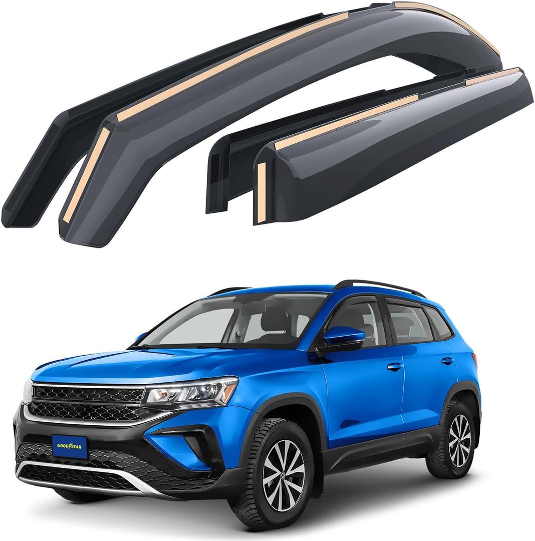 Goodyear Shatterproof in-Channel Window Deflectors for Volkswagen Taos 2022-2026, Rain Guards, Window Visors for Cars, Vent Deflector, Car Accessories, 4 pcs - GY007938