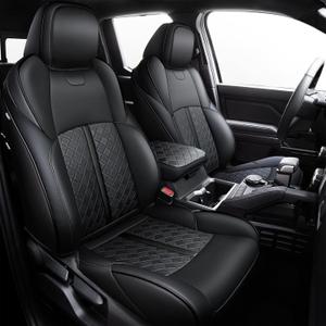 Carlimeki Leather Seat Covers Custom Fit for Tacoma Gen 4th (2024-2026) Double Cab, for SR, SR5, TRD PreRunner, TRD Sport, TRD Off-Road, Limited, Trailhunter - Armrest Covers Included - Fully Covered