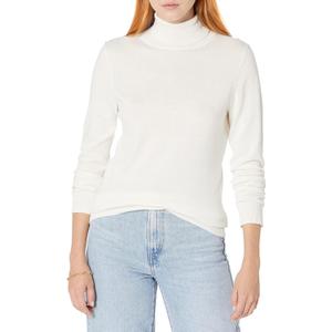 Amazon Essentials Women's Classic-Fit Lightweight Long-Sleeve Turtleneck Sweater (Large, Ivory)
