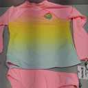 Hurley Girls Long Sleeve Rash Guard 2-Piece Swimsuit (8, Pink Flamingo)