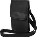 KIWIFOTOS Travel Cell Phone Pouch Belt Pouch, Phone Holster Crossbody Bag with Shoulder Strap for iPhone 17 16 15 14 Pro Max Case Holder with Neck Lanyard Smartphone Walking Passport Wallet (Black, Single Layer)