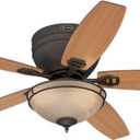 Westinghouse Quiet Operation Reversible Blades Ceiling Fan with LED Light Kit for Indoor Use, 52 Inch, Brushed Nickel Finish, Bronze