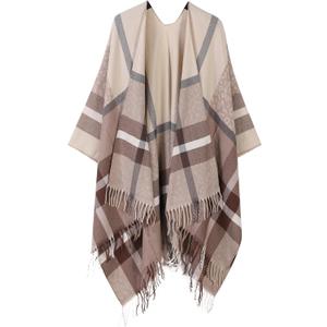 Ladiery Winter Shawl Wrap for Women,Soft Plaid Blanket Scarf, Warm Pashmina for Cold Weather, Travel, and Christmas Gifts (Brown)