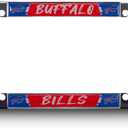 Buffalo Bills NFL Premium Chrome Zinc Alloy Team License Plate Frame - 4 Screw Tag Holder with Mordern Style Lettering - Chrome Background and Team Colors Complement Any Color Truck, SUV, Car