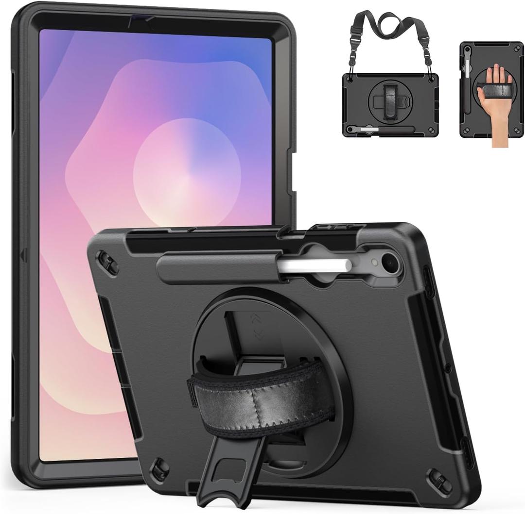 Junfire Protective Case for Galaxy Tab S11 11-inch 2025 with Screen Protector, Samsung Tab S11 Shockproof Case with 360Rotating Kickstand/S-Pen Holder/Hand Strap/Shoulder Belt