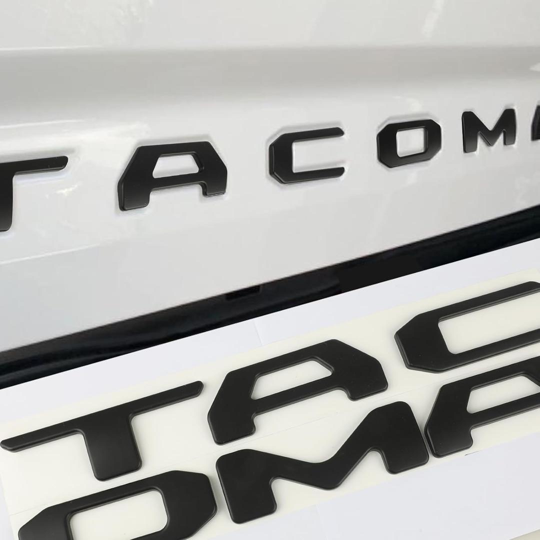 Erivis Car 3D Raised Adhesive Decals Letter Emblem Replacement Sticker for Toyota Tacoma 2024-2025 Rear Trunk Lid Badge Decal Nameplate (Matte Black)