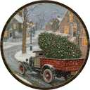 3 x TNVDFNBR Vintage Christmas Round Wall Art Decor, Retro Winter Painting, Rustic Farmhouse Winter Circular Wall Hanging Decor for Living Room Bedroom Farmhouse Kitchen, 10x10 Inch