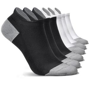 6 Pairs Cushioned No Show Tab Socks - Compression Low Cut Ankle Socks, Anti-Blister & Wicking for Athletic Running (X-Large, 3 Black 3 White (6 Pairs))