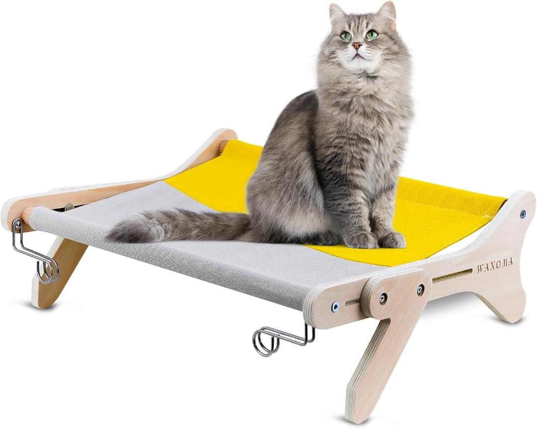 Cat Window Perch - Large Cat Hammock & Bed with Easy Setup - Wooden Cat Seat & Climber - Brown