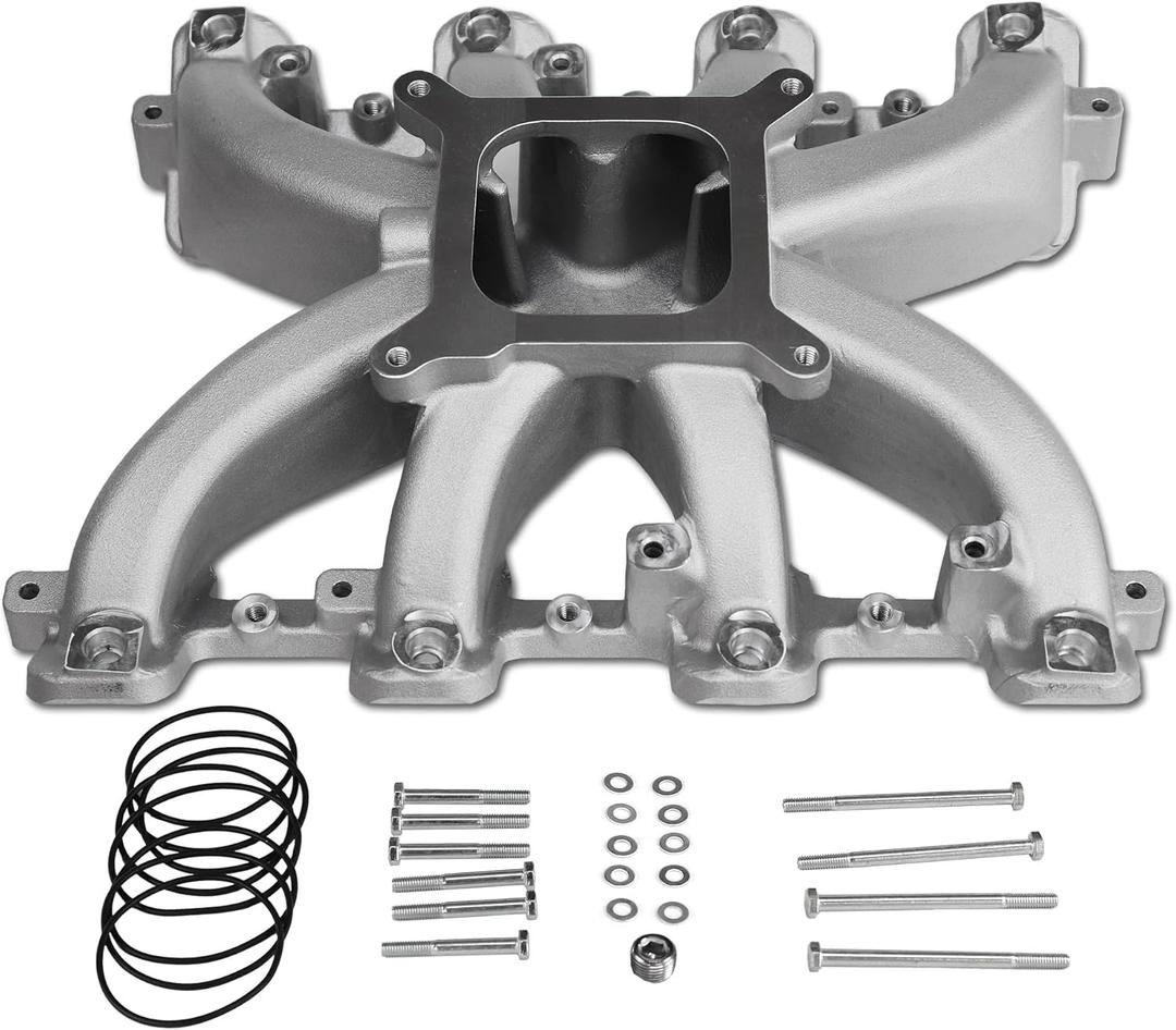 300-137 LS Mid-Rise EFI Intake Manifold Aluminum Single Plane Compatible with Chevy Small Block SBC 1997-2019 Cathedral Port fit for GM LS1/LS2/LS6 V8 4.8L 5.3L 5.7L 6.0L