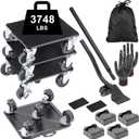 7.87" Heavy Furniture Movers, Lifter with 4 * 360 Wheels Movers Tools Carbon Steel Base with 2 Brake Heavy Duty Easy Moving Refrigerator Sofa Load 3747LB/1700KG Weight -Furniture Lifter & Pads (Xlarge)