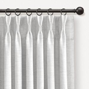 INOVADAY Pinch Pleated Curtains, 100% Light Blocking Linen Pinch Pleat Blackout Curtains for Bedroom, Thermal Insulated Blackout Drapes 2 Panels Set for Living Room - Greyish BeigeWhite, W40 x L96