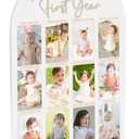 My First Year Photo Board Baby Milestone Signs One Year of Baby Photo Board, Best Babies Keepsake 10x14 Inches Acrylic Sign Decor Fits 2" x 3" Photo A20
