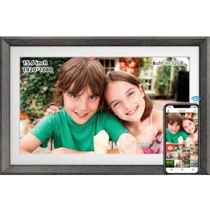 FRAMEO 15.6 Inch 32GB WiFi Large Digital Photo Frame 1920 * 1080 IPS FHD Touch Screen Smart Digital Picture Frame, Wall Mountable, Auto-Rotate,Share Moments Instantly via Frameo App from Anywhere (Black)
