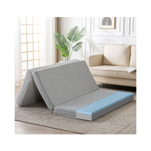Foldable Mattress, 3 Inch Memory Foam Guest Floor Mat, Tri Folding Portable Mattress for Living Room/Camping, Washable Cover, Non-Slip Design, Twin Grey (Size: 38" L x 74" W x 3" Th)