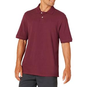 Amazon Essentials Men's Regular-Fit Cotton Pique Polo Shirt (Burgundy,Small)