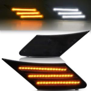 LED Side Marker Compatible with BRZ FR-S FT86 2013-2019 w/Sequential Turn Signal, White Running+ Amber Turning Light Driver & Passenger Side, Black Housing